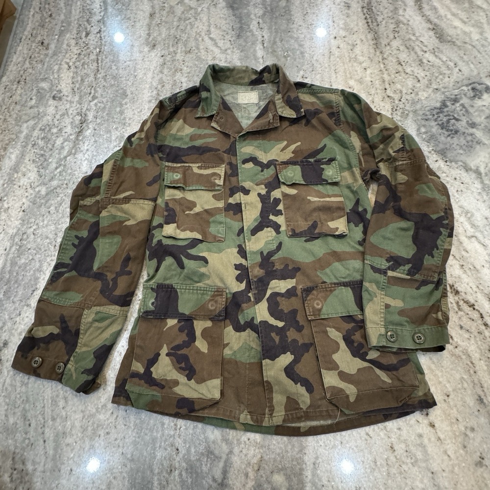 Military Combat Men's Large Camo Army Shirt Long Sleeve Pockets Button‎ Down
